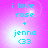 Pixelated cyan text on pink gradient background reads 'i love rose + jenna <33' with subtle light effects.