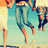 Pixelated image of a person in mid-air with arms raised, wearing blue jeans and orange shoes against a light background.