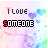 Pixelated text "I LOVE SOMEONE" on pastel watercolor background with floating hearts, six variations of letter coloring.