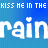 Animated contact sheet of a repeating text-based icon with blue gradient background and white pixelated text showing variations of 'kiss me in the rain' phrases across frames.