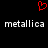 Red pixelated heart symbol above two identical white text strings on black background.