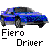 Pixelated blue sedan with black wheels and gray accents on a light gray background, labeled "Fiero Driver" in pixel font.