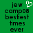 Green background with black pixelated text reading 'jew camp08 bestest times ever' and a white heart symbol above the word 'jew'.