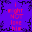 Purple background with black crack-like patterns and red text reading "i might NOT love him" in four quadrants.