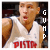 A basketball player in a white jersey with red 'PISTON' text, showing sequential facial expressions and vertical text changes on the right side.