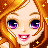 Pixel art contact sheet showing three frames of an animated icon featuring a cartoon girl with orange hair and purple eyes, wearing a yellow top and dark pants with heart-shaped accessories.
