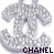 six diamond-encrusted Chanel logos with partial text variations beneath each, set against a white background