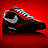 Pixelated icon of a black shoe with white Nike swoosh on red background, no visible text or animation.