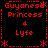 Red pixelated text and symbols on black background, arranged in a with repeated elements including 'Guyenese Princess', '4', and 'Lyfe' with asterisks and dotted lines