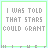 Animated sequence of pixelated text with changing colors and small star symbols, displaying phrases about stars granting wishes