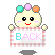 Pixelated character with pastel-colored hair holds a checkered sign reading BACK, alternating between open and closed eyes.