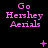Pixelated pink text 'Go Hershey Aerials' on black background with animated symbols changing across frames.