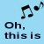 Light blue background with black musical notes above text fragments reading 'Oh, this is', 'The start of', 'Something', 'Good', and 'Good' in dark and light text.