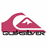 Four distinct logos arranged in a : pink Quiksilver wave, black-and-white yin-yang with brown tiger, black Volcom stone, and empty gray square