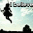 Silhouette of a girl on a swing against a light blue sky with clouds, text changes from "I believe" to "I can" to "Fly."