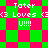 Pixelated green and pink checkered background with repeated text 'Tater <3 Loves <3 U!!!!' in white block letters.