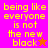 Pixelated text on bright pink and orange backgrounds with star symbols replacing 'black' in some frames.