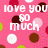 Pink background with brown, white, and light pink polka dots; pixelated text reads 'love you so much can't wait till friday' in white.