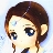 Pixelated anime-style character with brown hair, blue eyes, and a light skin tone, facing left against a light blue background.