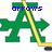 Green stylized 'A' with yellow hockey stick and black puck, blue text above changes across frames.