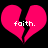 Two identical pink broken hearts with white text 'faith.' on black background, side-by-side.