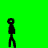 Black stick figure on bright green background performing sequential motion from standing to falling, with red text 'Fail!' below.