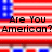 American flag background with pixelated text reading 'Are You American? NO SHIT!' in black block letters.