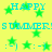 Yellow background with green stars and cyan text reading HAPPY SUMMER! : -) : -) : -) : -) HAPPY SUMMER!