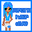 Pixel art character with blue hair and sunglasses, wearing a blue crop top and white shorts with a blue star, standing against a white background with blue text.