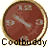 A circular clock face with brown background and gold border, showing multiple animated hand positions across a of twelve icons