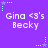 Purple background with repeated text 'Gina <3's Becky' and light blue star-shaped decorations in a pattern