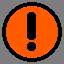 Nine circular icons arranged in a , each containing a black exclamation mark on a solid color background with a black outline