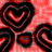 Red and black heart pattern with white text overlays on a pink background, featuring animated heart outlines.