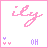 Pixelated pink cursive text 'ily' with purple heart symbols and changing words below on white background.