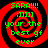Red and black spiral background with green pixelated text reading 'SARA!!! :)))) your the best gf ever' in four identical