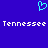 Blue background with cyan pixelated heart symbol above white pixelated text reading "Tennessee Tennessee".
