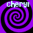 Four identical purple and black spiral patterns arranged in a , each with the text 'cheryl' above it
