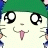 A 48x48 pixel animated buddy icon featuring a cartoon hamster character with green hair and pink tongue, alongside text reading "Anime IM" and "com" on a black background.