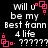Black background with white pixelated text reading "will u be my Best frann 4 life ???????" and pink square-shaped animated elements.