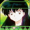 Anime-style character with long dark hair and brown eyes, displayed in a of six showing varying facial expressions against green background