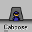 Pixelated character in blue outfit with yellow face inside stone archway, labeled 'Caboose' beneath each instance.