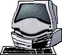 Four pixelated computer icons arranged in a , each with distinct monitor and keyboard configurations on gray background