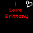 Red pixelated text 'i Love Brittany' with a white heart symbol above the word 'Love', displayed on black background.