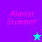 Pixelated text "Almost Summer" appears on two colored backgrounds with a star icon changing color between frames.