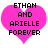 Two identical pink heart-shaped icons with black pixelated text reading "ETHAN AND ARIELLE FOREVER" on a white background.