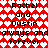 Red and white heart-patterned background with repeated text 'Rachel and Dustin always and always and forever' in black pixelated font.