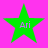 Four green star-shaped icons with 'Ari' text on a bright pink background, arranged in two of two