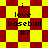 Yellow and red checkered background with black text reading "i love baseball #7" in four identical arranged in a