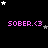 Pixelated black background with pink text "SOBER.<3" and scattered white/grey stars, animated star positions across frames.