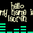Animated text and green bars on black background with pixelated 'hello my name is lauren' text and green bar patterns changing across frames.